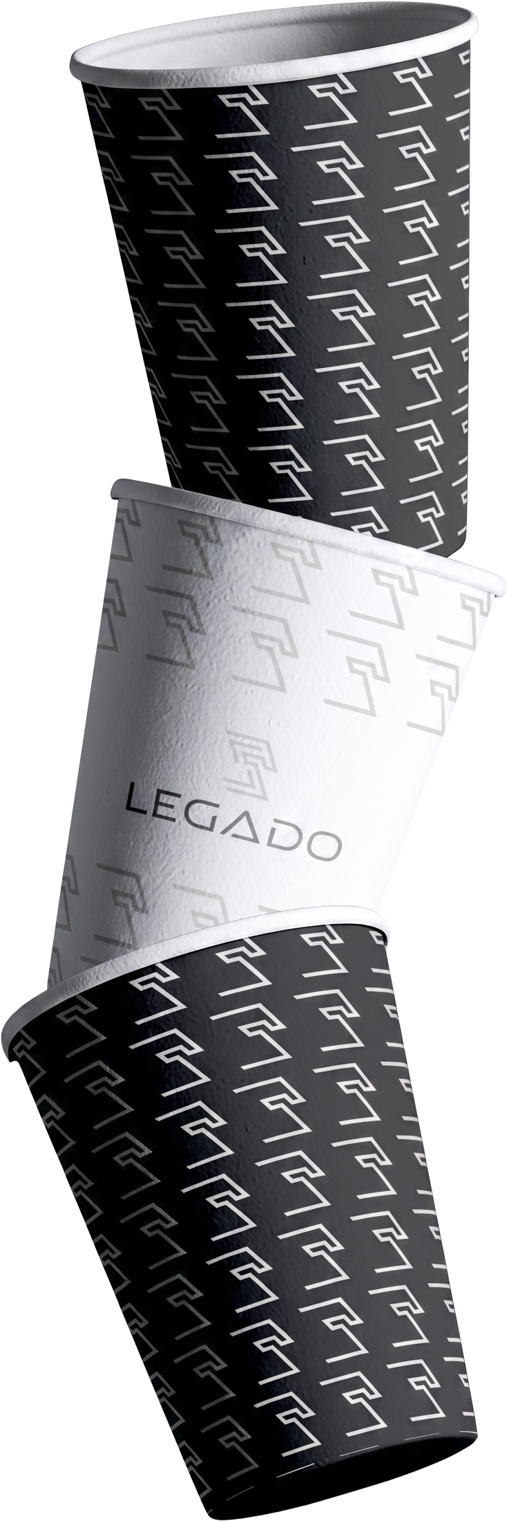 Copos com os padrões gráficos da marca Legado